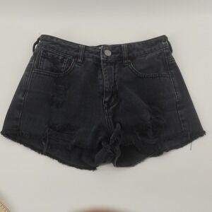 PacSun High Rise Festival Short Women 24 Black Distressed Ripped Denim Excellent